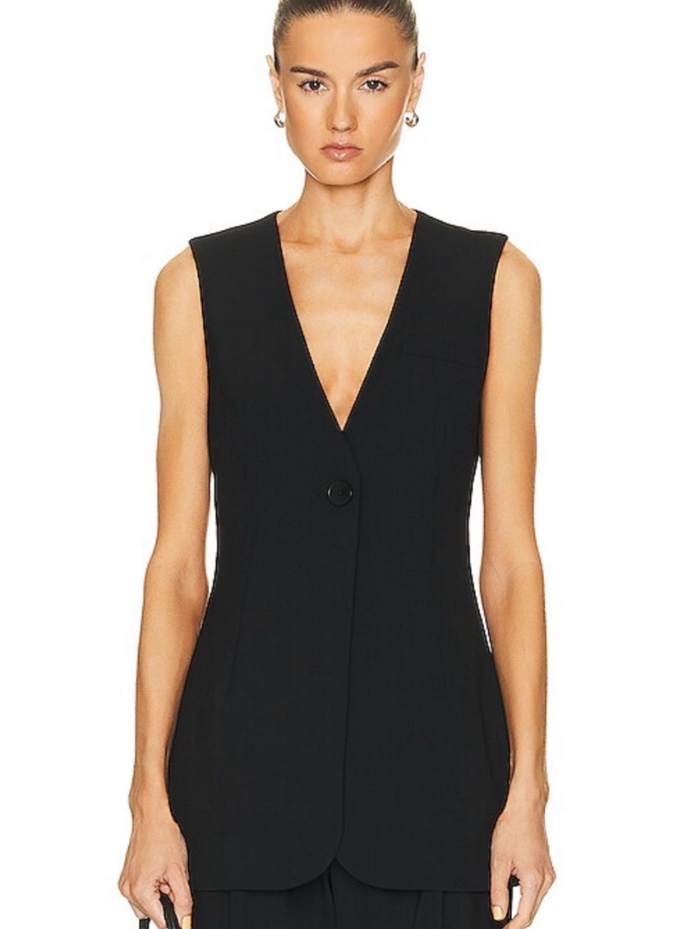 SIR (The Label) Leni Sleeveless Black V-Neck Tailored Vest / Waistcoat, Size 3